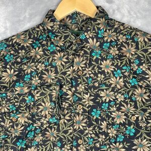 Vintage International News Mens Floral Button Down Shirt Cotton Size M
